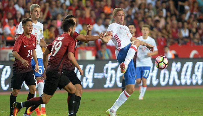 रूस का तुर्की के साथ फुटबाल मैच 1-1 से ड्रॉ