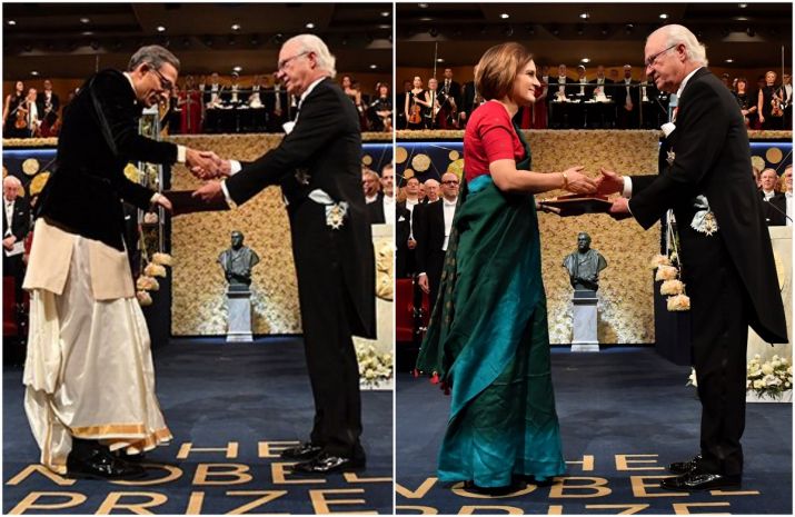 पारंपरिक वेशभूषा में नोबेल पुरस्कार लेने पहुंचे अभिजीत